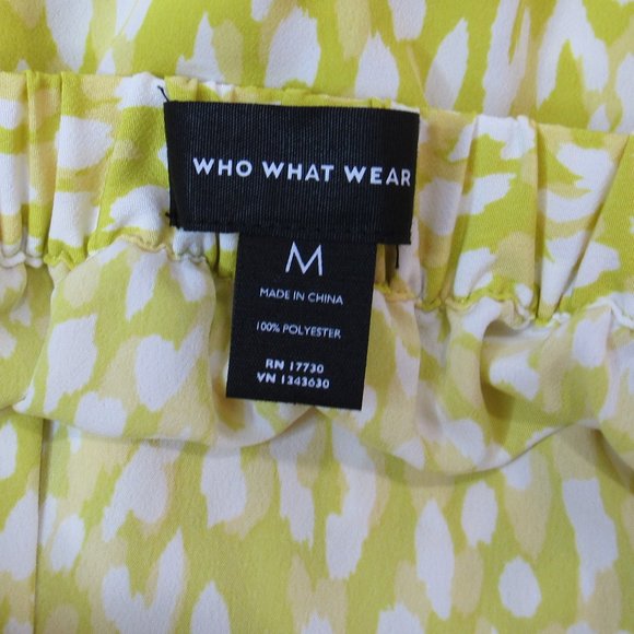 Who What Wear Women's Yellow Citrus Leopard Print Tiered Midi Skirt Size L - Picture 6 of 9